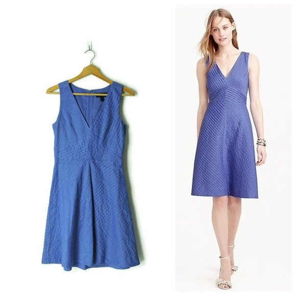 J. Crew Dresses & Skirts - J Crew Pleated Chevron V-Neck Dress periwinkle